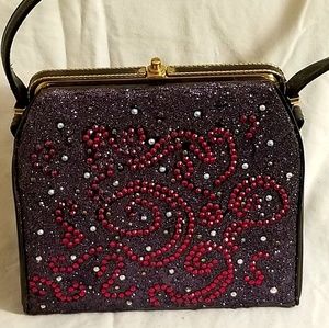 Vintage handbag, one of a kind crystal embossed